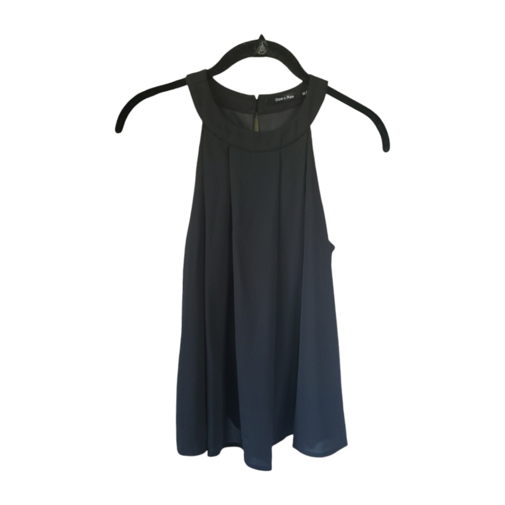 Doe & Rae Black Sleeveless High Neck Blouse‎ S Flowy Office Career Tank Top